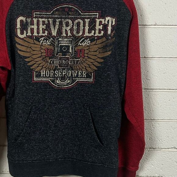 GM Chevrolet Red Gray Wing Horse Power Car Hoodie size M - Picture 7 of 8